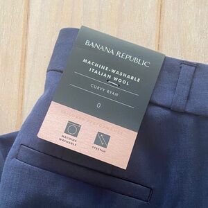 Banana Republic Curvy Ryan Machine-Washable Italian Wool Trousers: Navy NWT